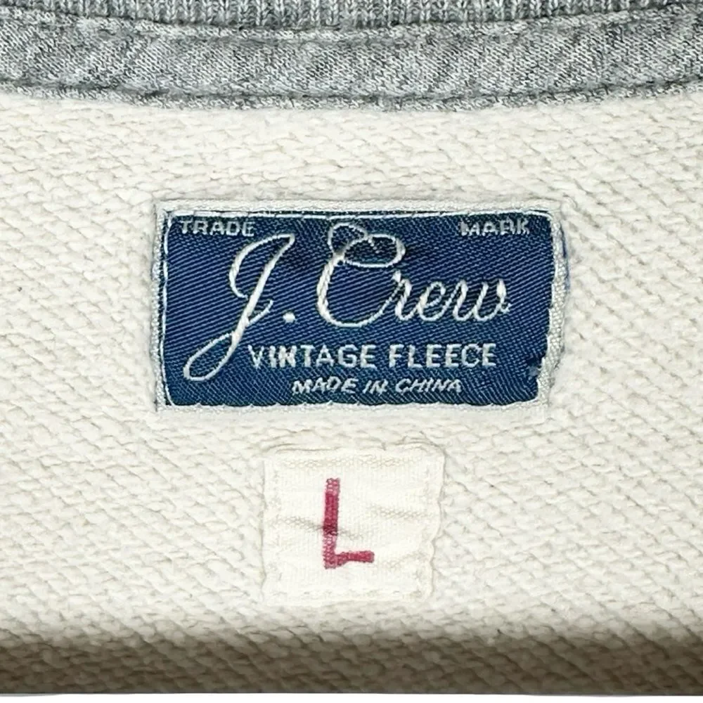 J. Crew Vintage Fleece Tri-Color Cream Gray Crewneck Sweatshirt Men’s Size Large